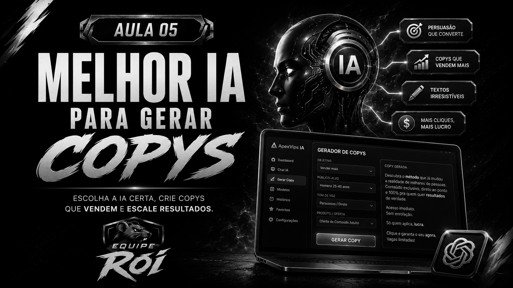Capa da aula Melhor IA para gerar copys